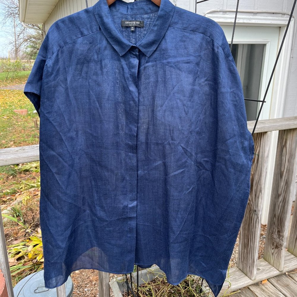 Lafayette 148 New York - 1x Sheer Blue Button Down Shell